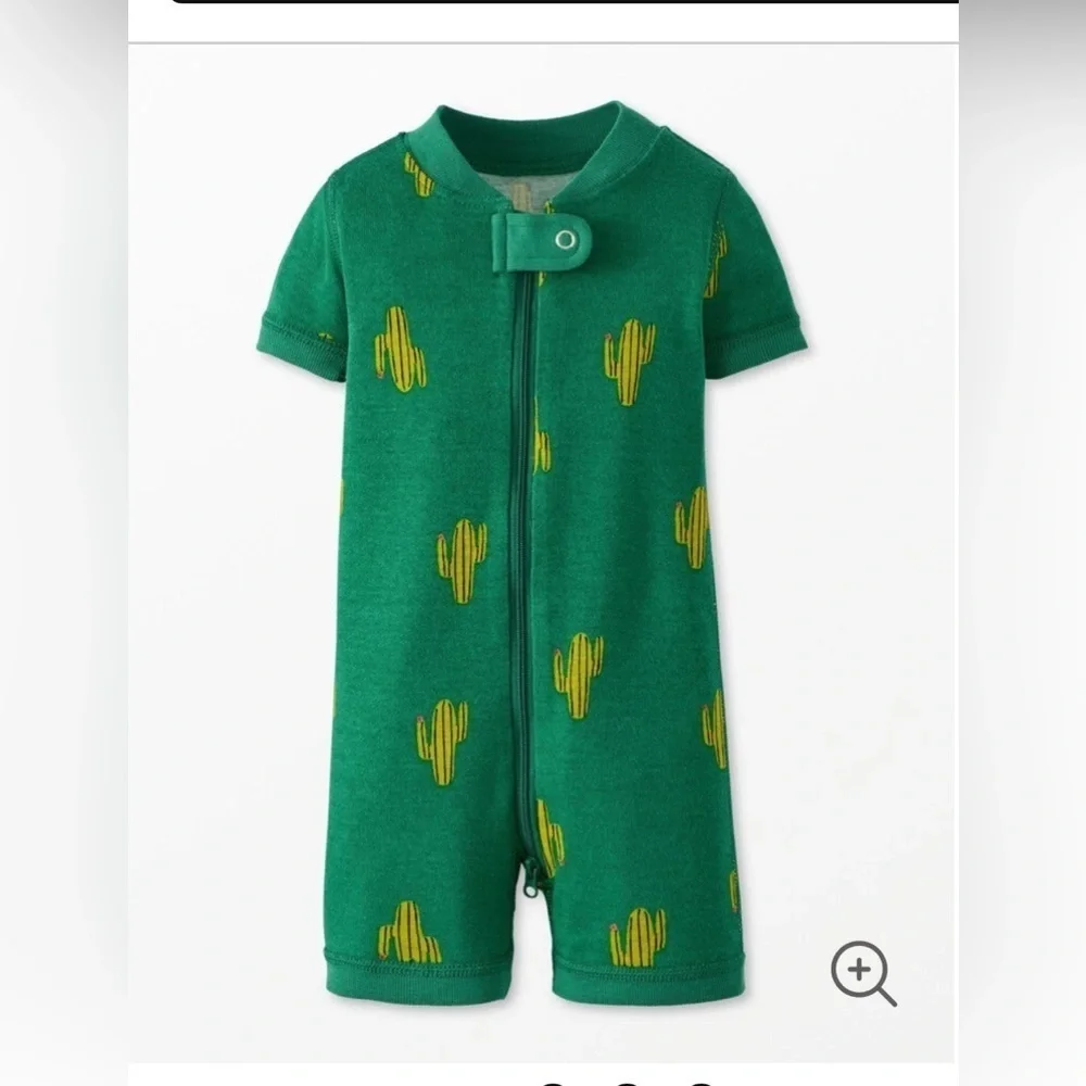Hanna Andersson Green Cactus 2 way zip shortie sleeper